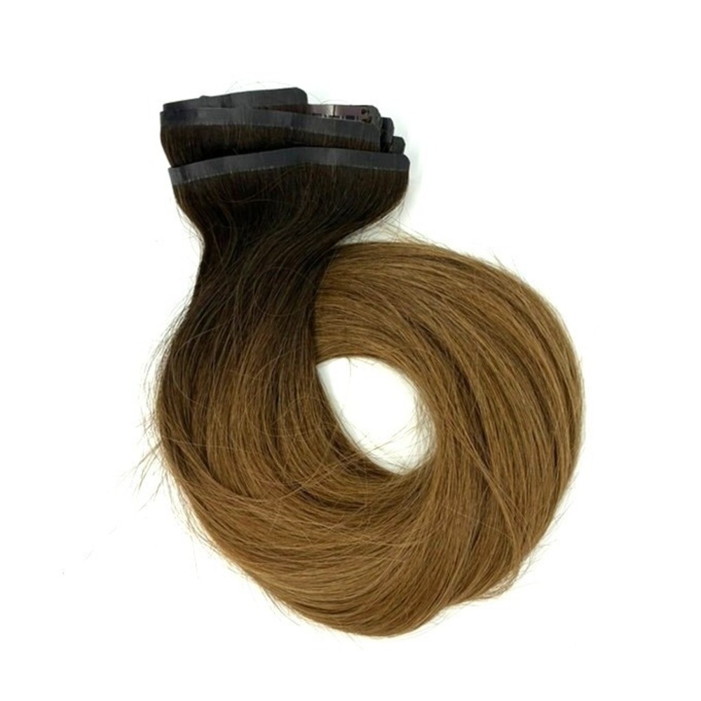 Glam Seamless Invisi-Clip Hair Extensions‎ #2/6 Balayage 7 Wefts 18" 140g NWOT